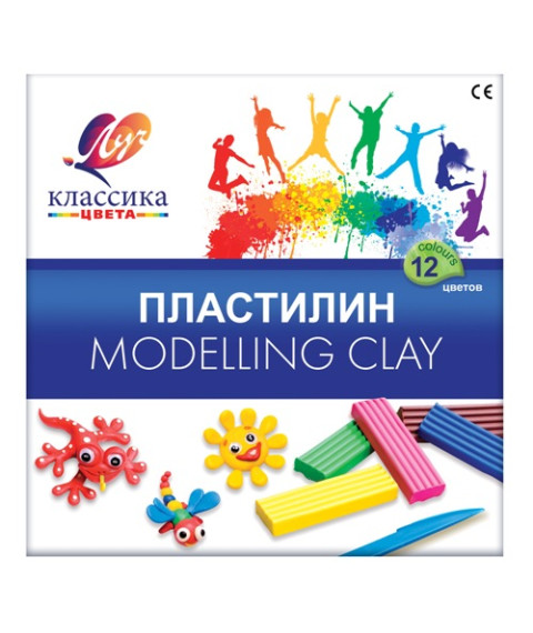 Pastă de modelat Klassika, 12 culori x 20 gr. +cutit